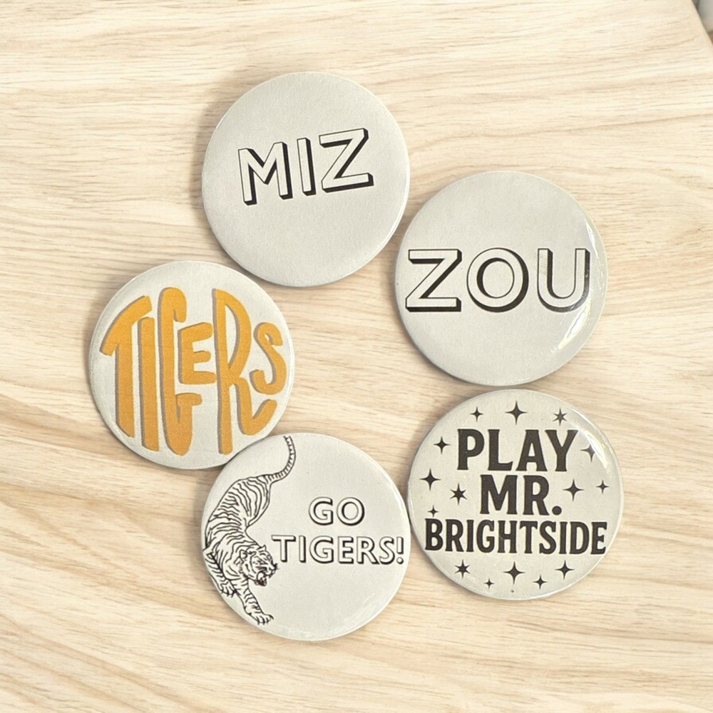 Mizzou MU GameDay Button Set - 5 buttons included Game Day Football Basketball